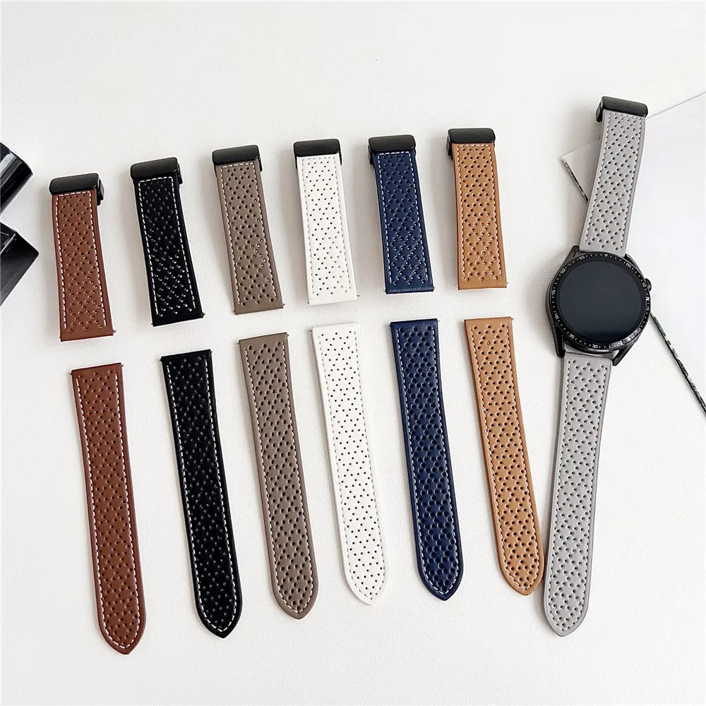 For Huawei Watch GT 5 46mm Microfiber Leather Watch Bands 22mm Breathable Magnetic Strap - Brown - 5