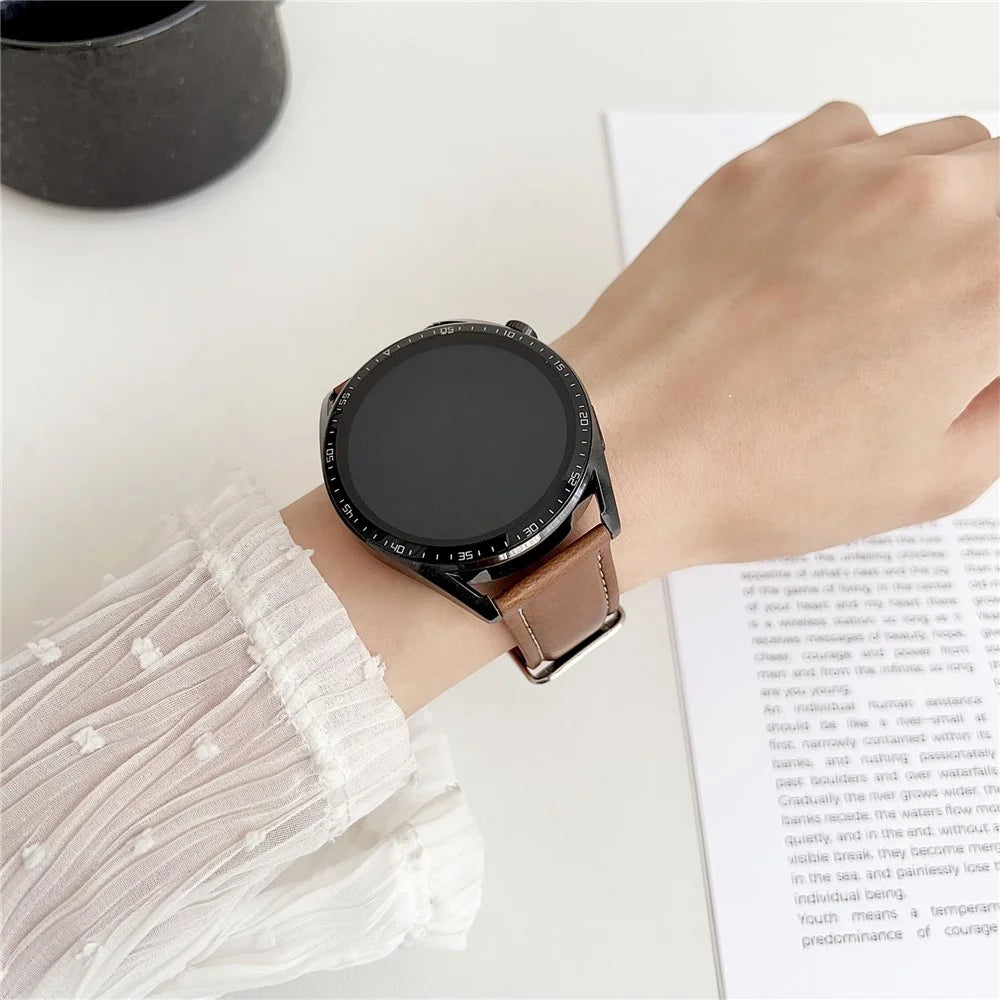 For Huawei Watch GT 5 41mm Watch Band 18mm Crazy Horse Texture Leather Wrist Strap - Yellow Brown - 3