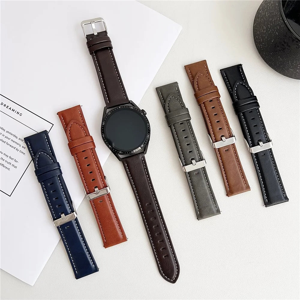 For Samsung Galaxy Watch7 44mm  /  40mm Watch Band 20mm Crazy Horse Texture Leather Wrist Strap - Yellow Brown - 6