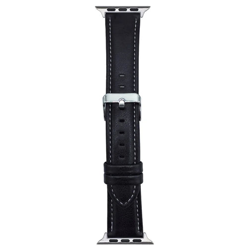 Watch Band For Apple Watch Ultra 3 2 1 49mm / Series 11 10 46mm / 9 8 7 45mm / SE3 SE2 SE 6 5 4 44mm / 3 2 1 42mm Crazy Horse Texture Leather Wrist Strap - Black - 1