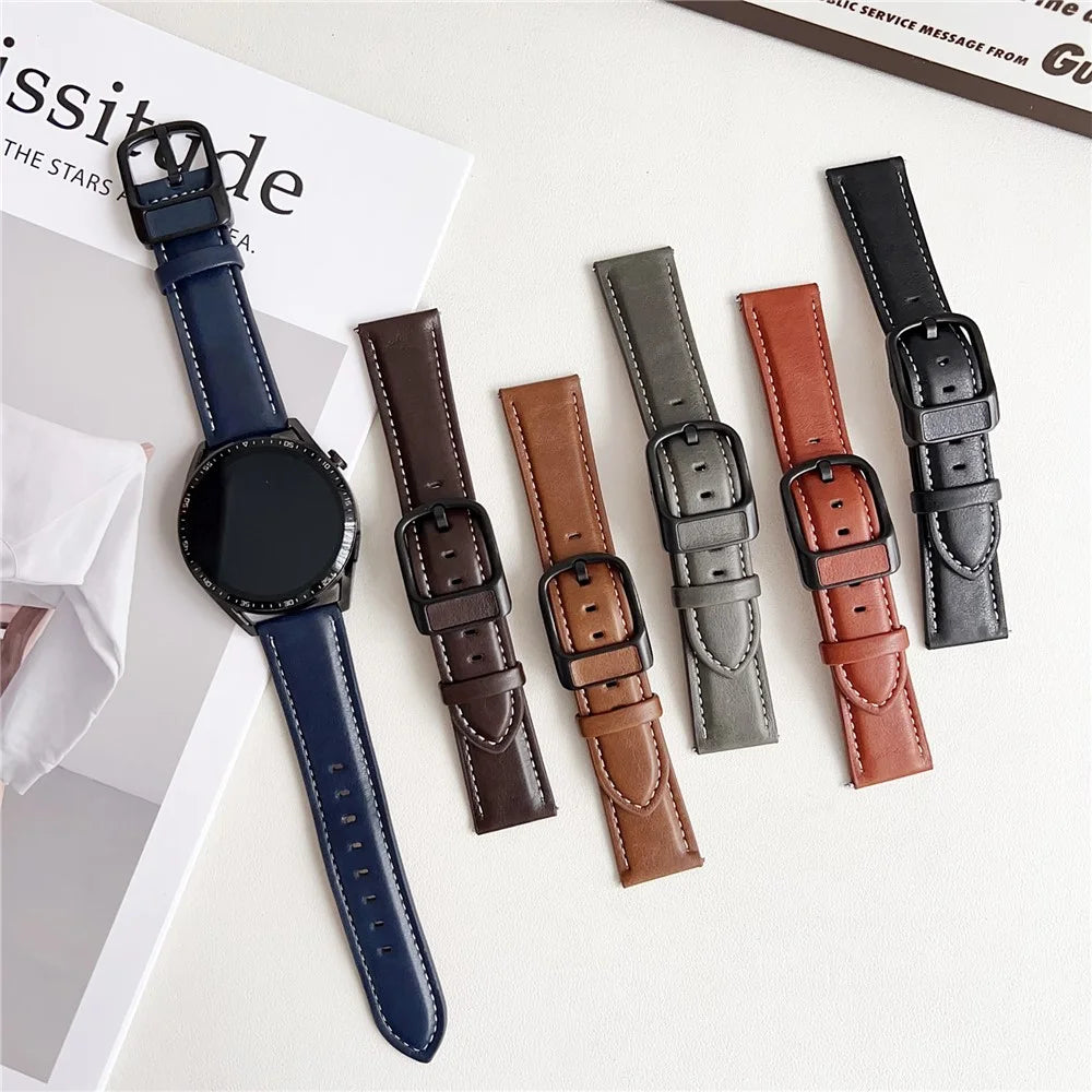 For Huawei Watch GT 5 46mm Watch Band 22mm Crazy Horse Texture Waist Pack Buckle Leather Wrist Strap - Yellow Brown - 5