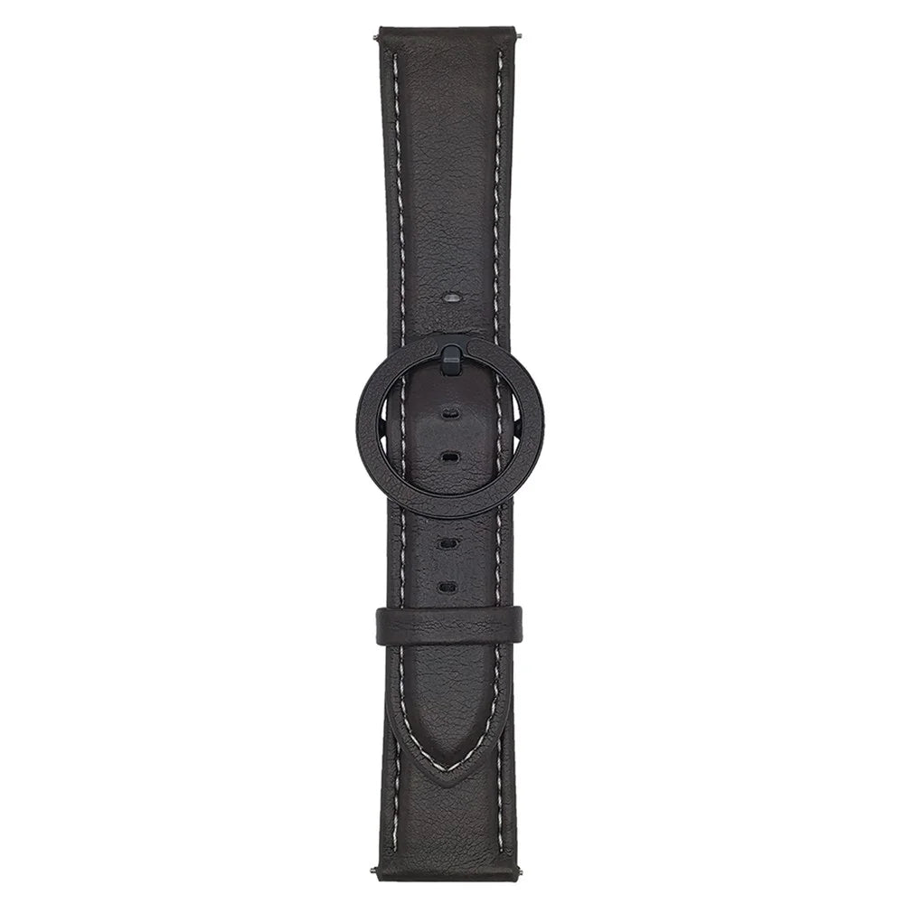 For Huawei Watch GT 5 46mm Watch Band 22mm Crazy Horse Texture Round Buckle Leather Wrist Strap - Black Brown - 1