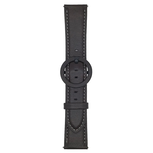 For Huawei Watch GT 5 46mm Watch Band 22mm Crazy Horse Texture Round Buckle Leather Wrist Strap - Black Brown - 1