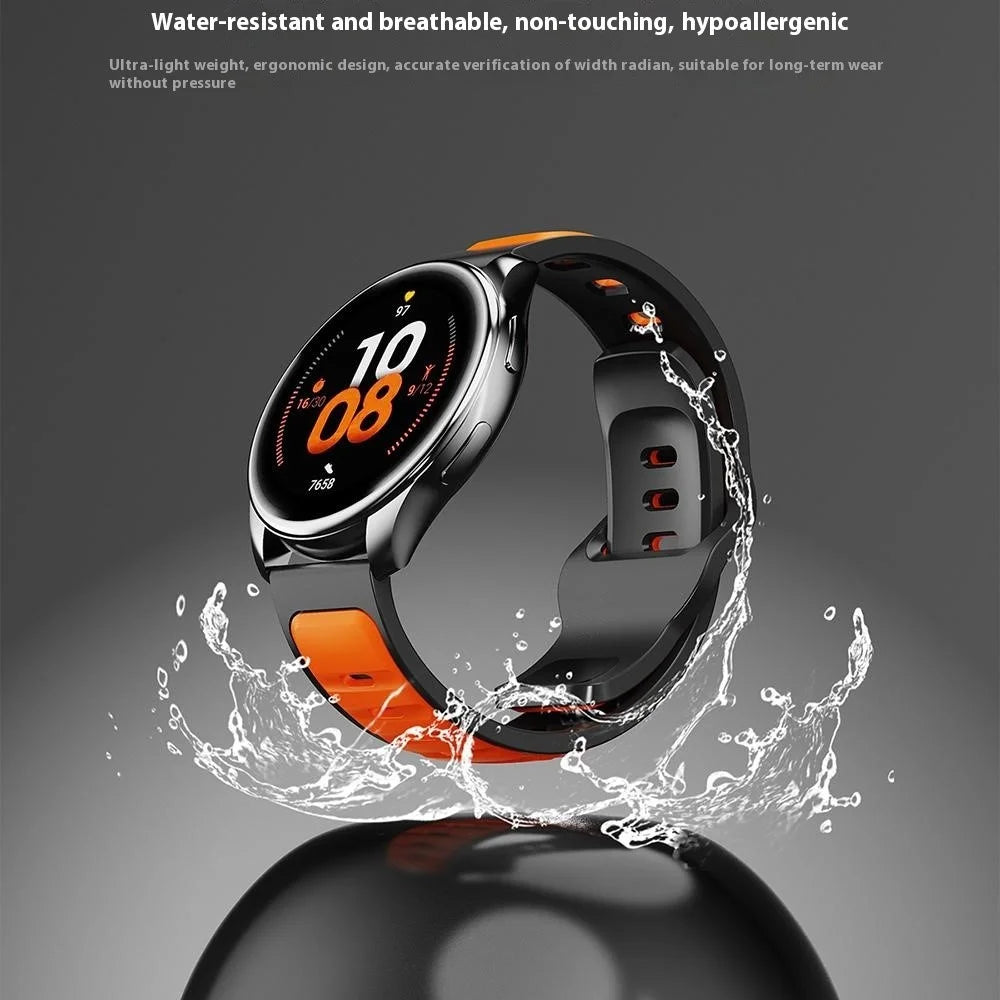For Huawei Watch GT 5 46mm / GT 5 Pro 46mm Silicone Strap 22mm Dual Color Sport Wrist Band - Orange  /  Grey - 4