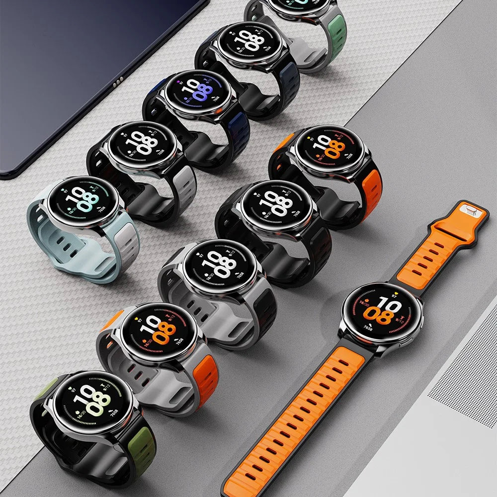 For Huawei Watch GT 5 46mm / GT 5 Pro 46mm Silicone Strap 22mm Dual Color Sport Wrist Band - Orange  /  Grey - 6