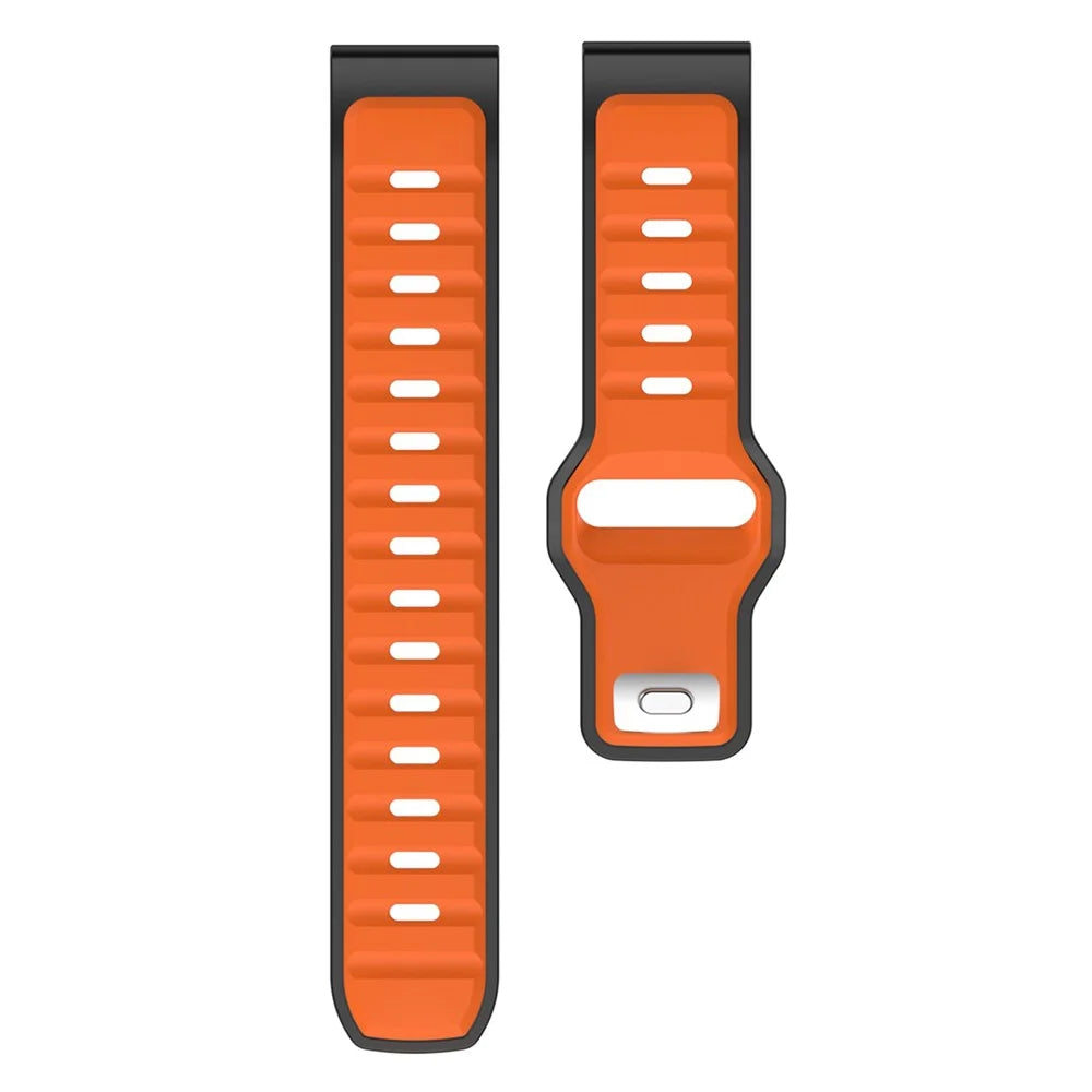 20mm Silicone Strap for Samsung Galaxy Watch7 40mm/44m/Huami Amazfit Active 2 Dual Color Sport Wrist Band - Orange  /  Black - 1