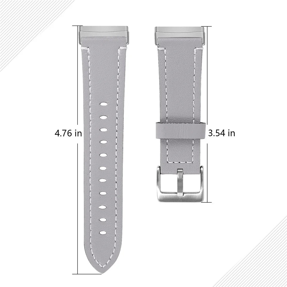 Replacement Genuine Leather Smart Watch Strap Cowhide Wrist Band for Fitbit Versa 3/Sense - Grey - 4