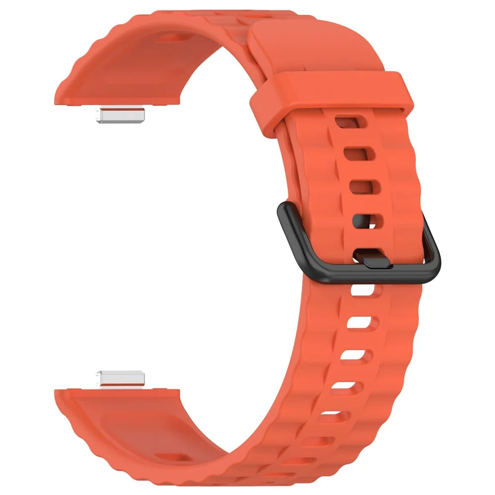 Silicone Strap with Black Buckle for Huawei Watch Fit 4 Pro / 4 / 3 Breathable Watch Band - Orange - 2