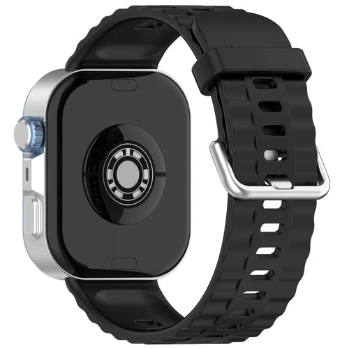 Silicone Strap with Silver Buckle for Huawei Watch Fit 4 Pro / 4 / 3 Breathable Watch Band - Black - 1