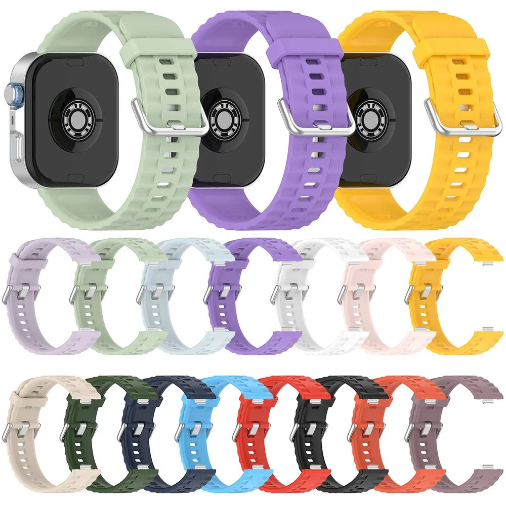 Silicone Strap with Silver Buckle for Huawei Watch Fit 4 Pro / 4 / 3 Breathable Watch Band - Black - 4