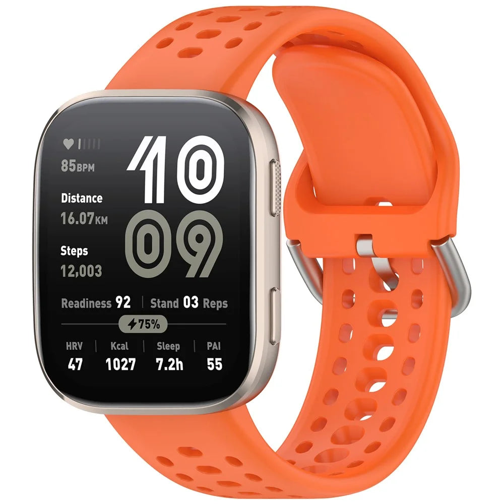 For Huami Amazfit Bip 6 (A2435) Silicone Strap Multi Hole Design Smart Watch Band - Orange - 3