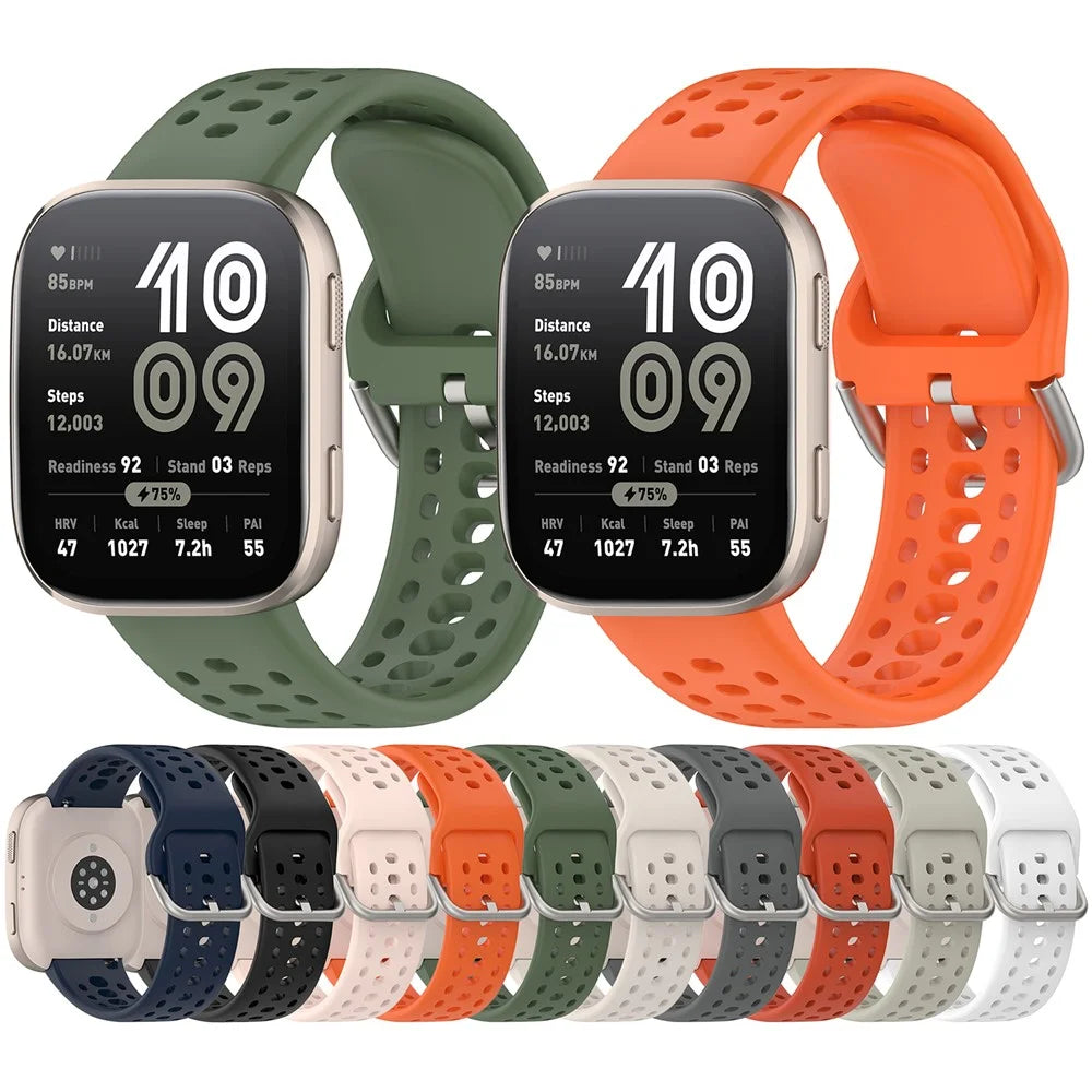 For Huami Amazfit Bip 6 (A2435) Silicone Strap Multi Hole Design Smart Watch Band - Orange - 5