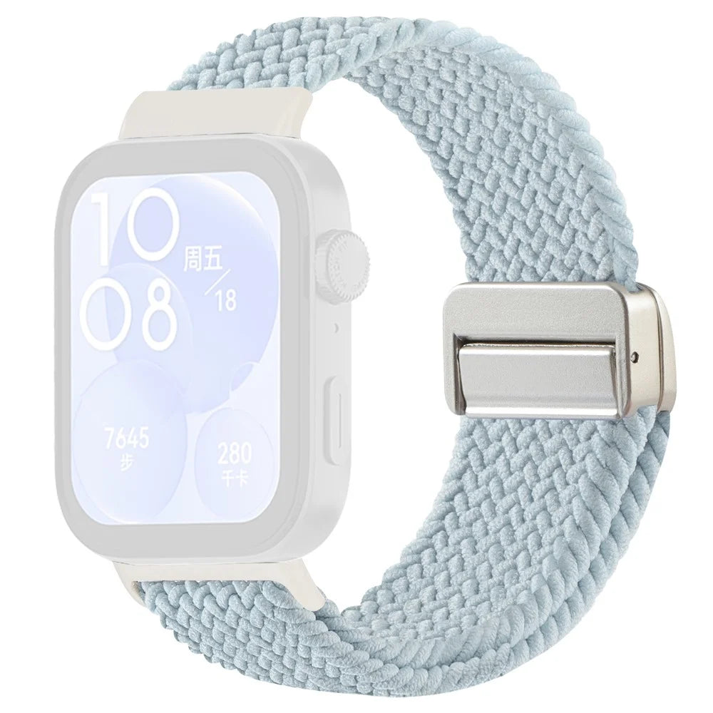 Replacement Strap for Huawei Watch Fit 4 Pro / 4 / 3 Nylon Braided Watch Band with Magnetic Buckle (Metal Joint) - Baby Blue - 1