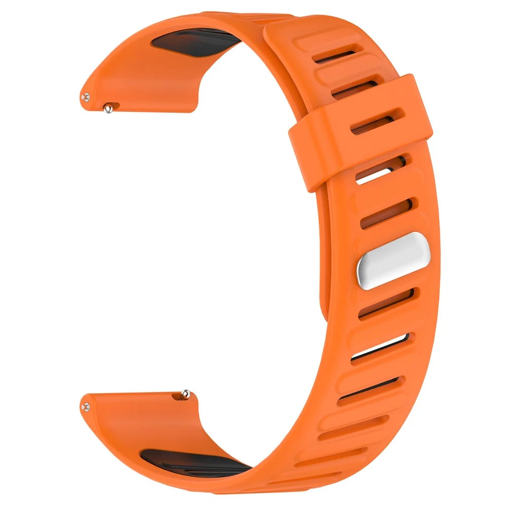 22mm Silicone Strap for Huawei Watch GT 5 46mm / Samsung Galaxy Watch3 45mm Dual Color Watch Band Tilted Hole Design - Orange / Black - 1
