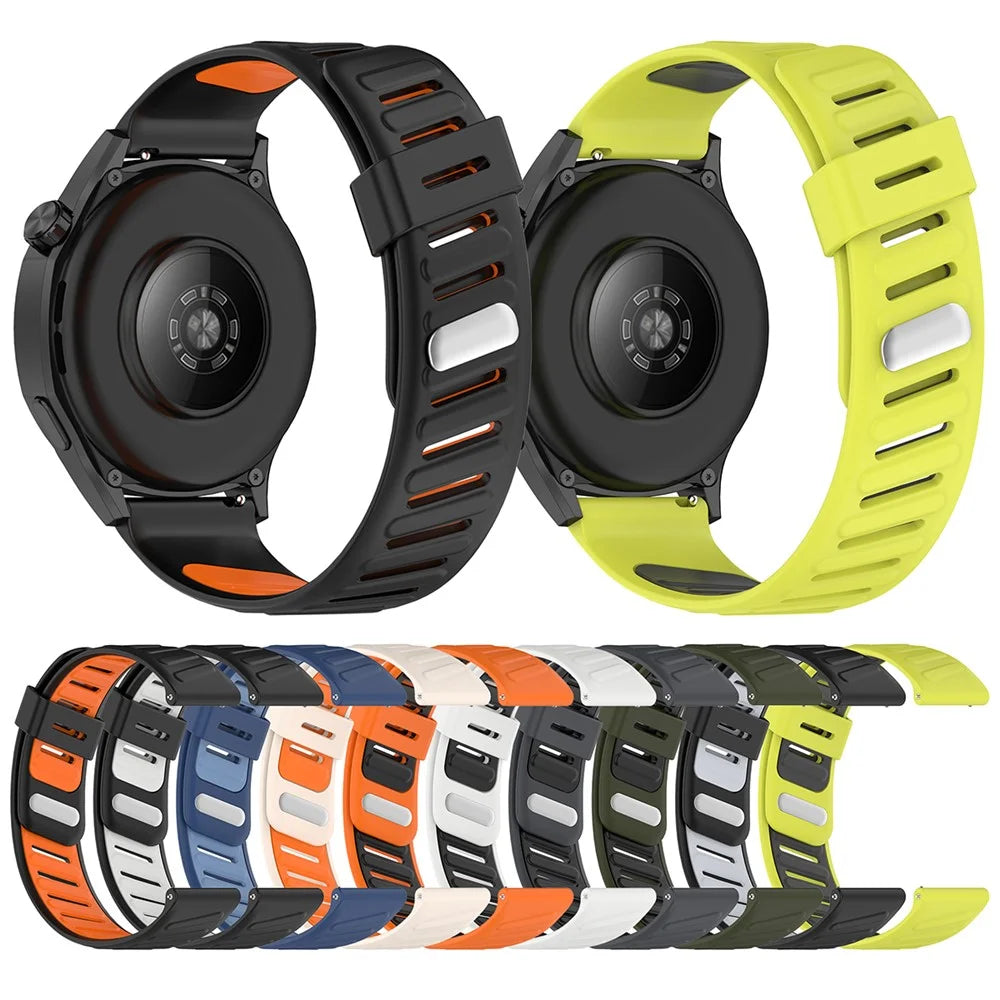 22mm Silicone Strap for Huawei Watch GT 5 46mm / Samsung Galaxy Watch3 45mm Dual Color Watch Band Tilted Hole Design - Orange / Black - 6