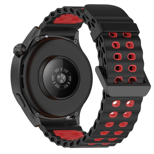 22mm Watch Band for Huawei Watch GT 5 46mm / Samsung Galaxy Watch3 45mm Dual Color Silicone Strap - Black / Red - 1