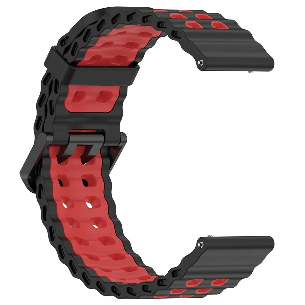 22mm Watch Band for Huawei Watch GT 5 46mm / Samsung Galaxy Watch3 45mm Dual Color Silicone Strap - Black / Red - 2