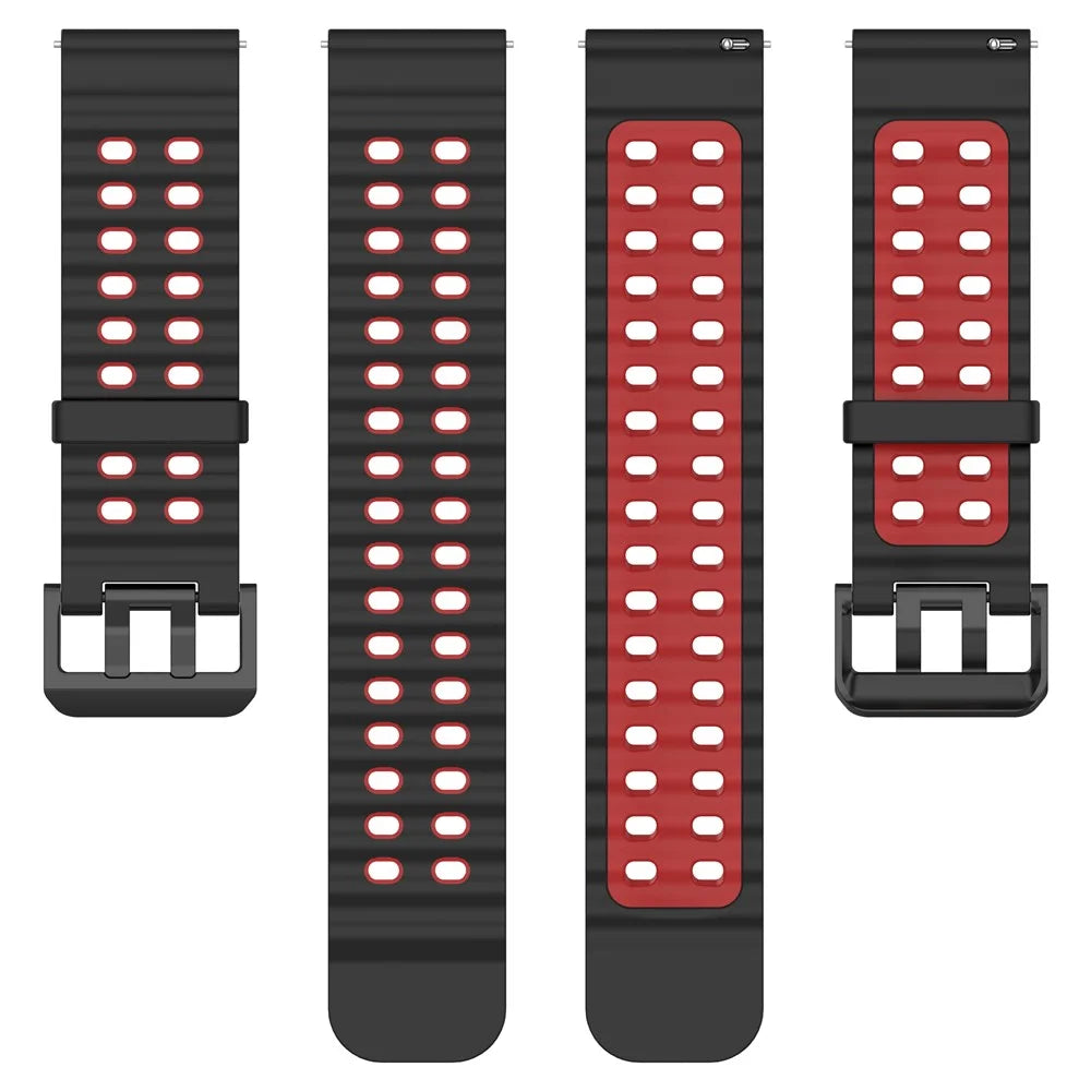 22mm Watch Band for Huawei Watch GT 5 46mm / Samsung Galaxy Watch3 45mm Dual Color Silicone Strap - Black / Red - 4