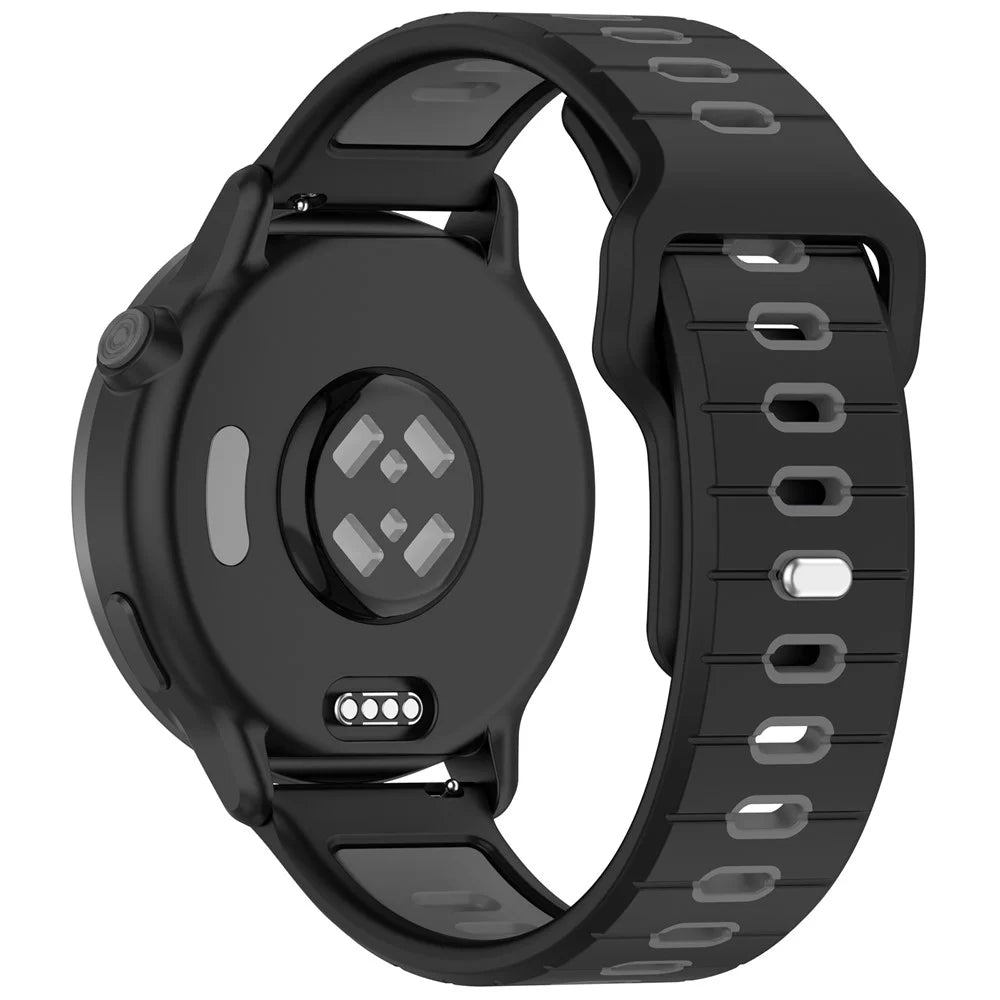 For Garmin Vivoactive 6 Silicone Watch Band 20mm Horizontal Stripe Reverse Buckle Wrist Strap - Black+Grey - 3
