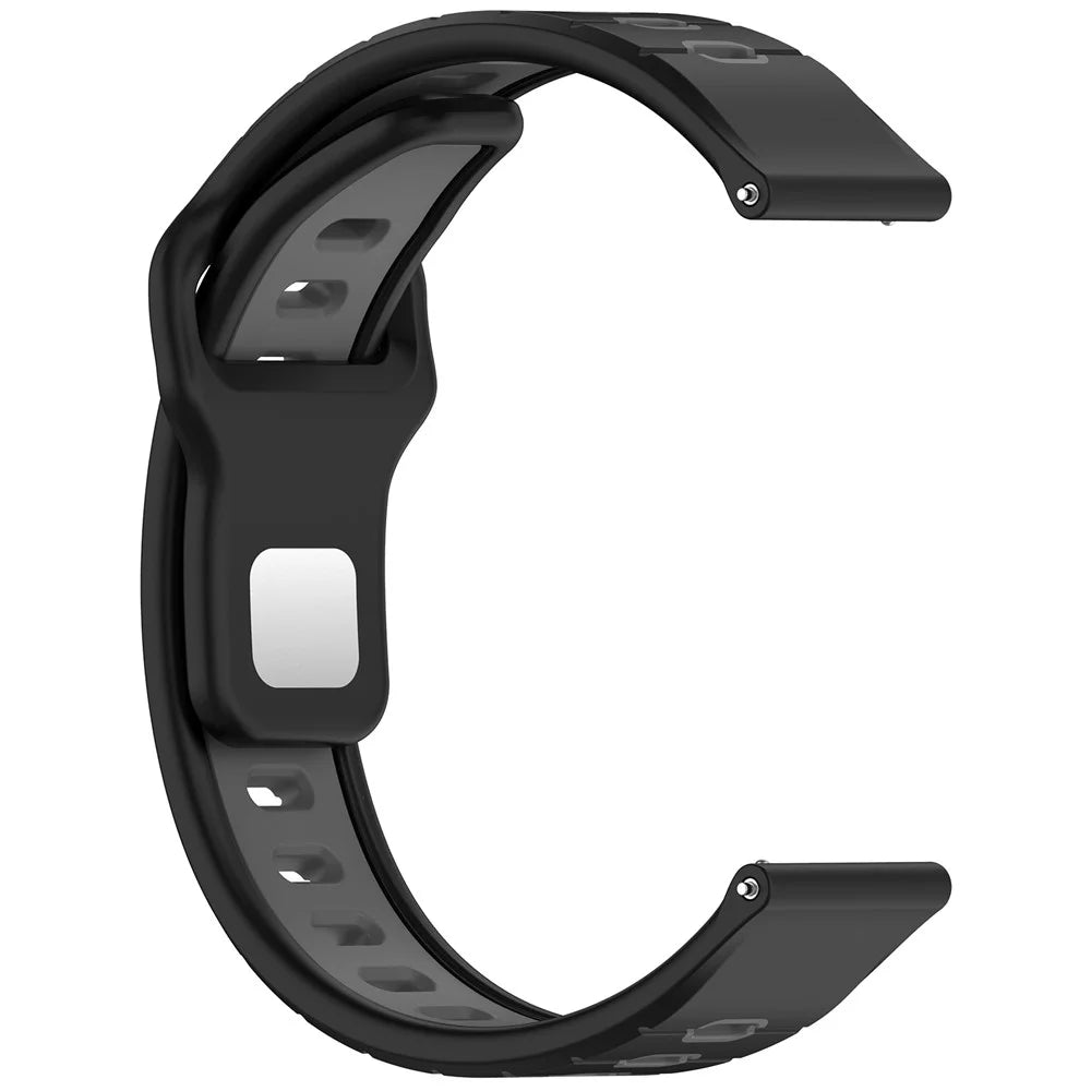 For Garmin Vivoactive 6 Silicone Watch Band 20mm Horizontal Stripe Reverse Buckle Wrist Strap - Black+Grey - 4