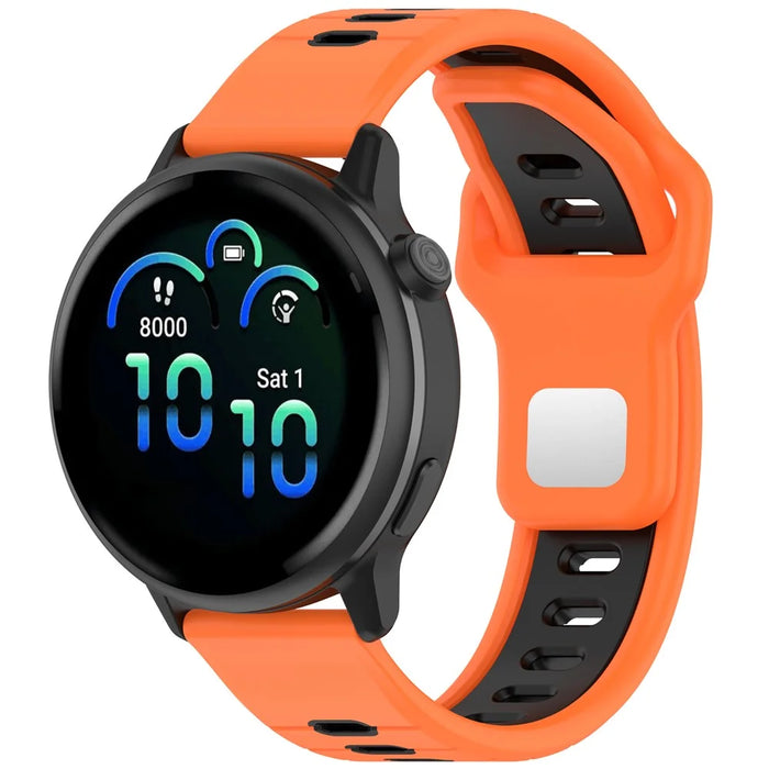 For Garmin Venu 3 Silicone Watch Band 22mm Horizontal Stripe Reverse Buckle Wrist Strap - Orange+Black - 4