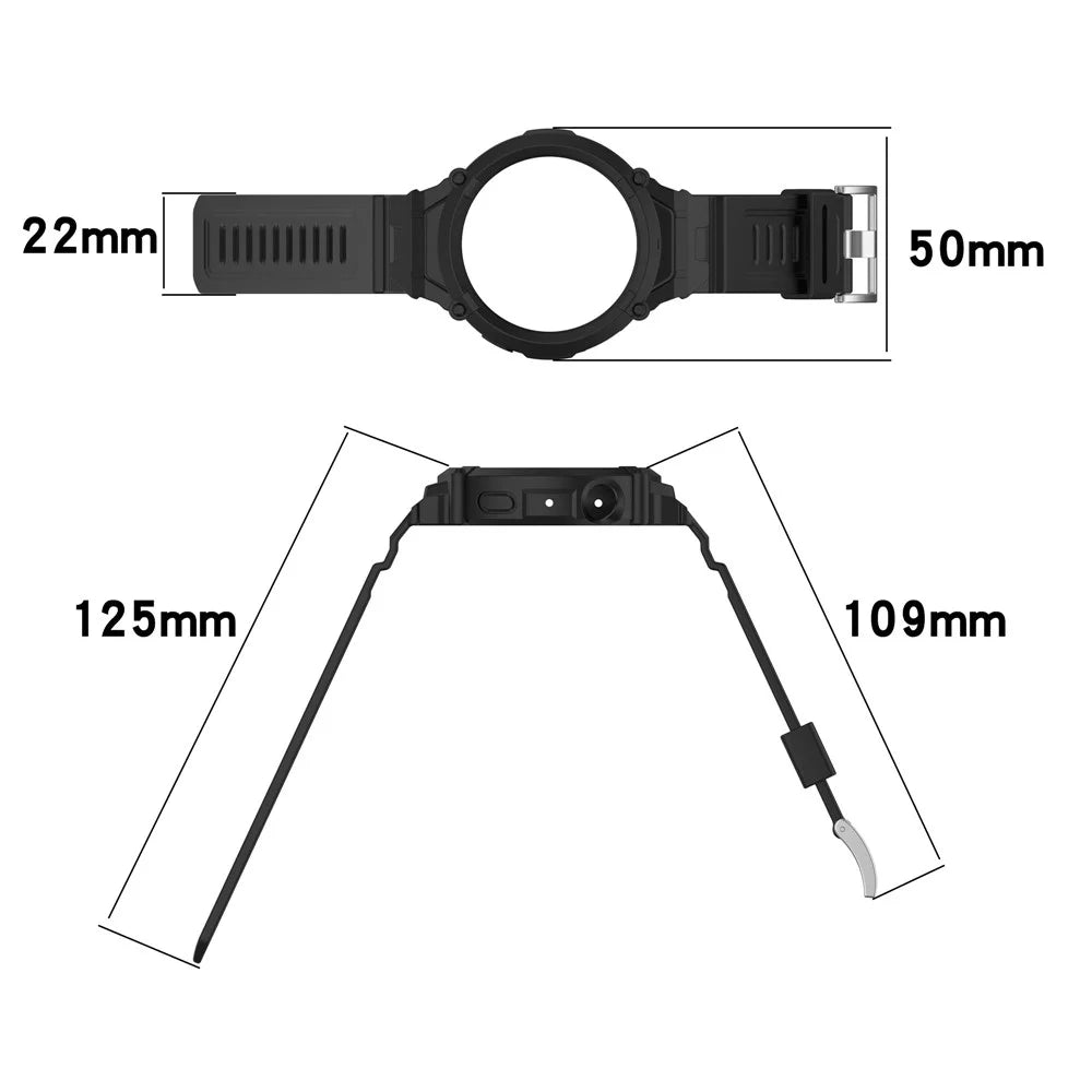 For vivo Watch 5 / Watch 3 Silicone Wrist Strap with Integrated Watch Case - Black - 5