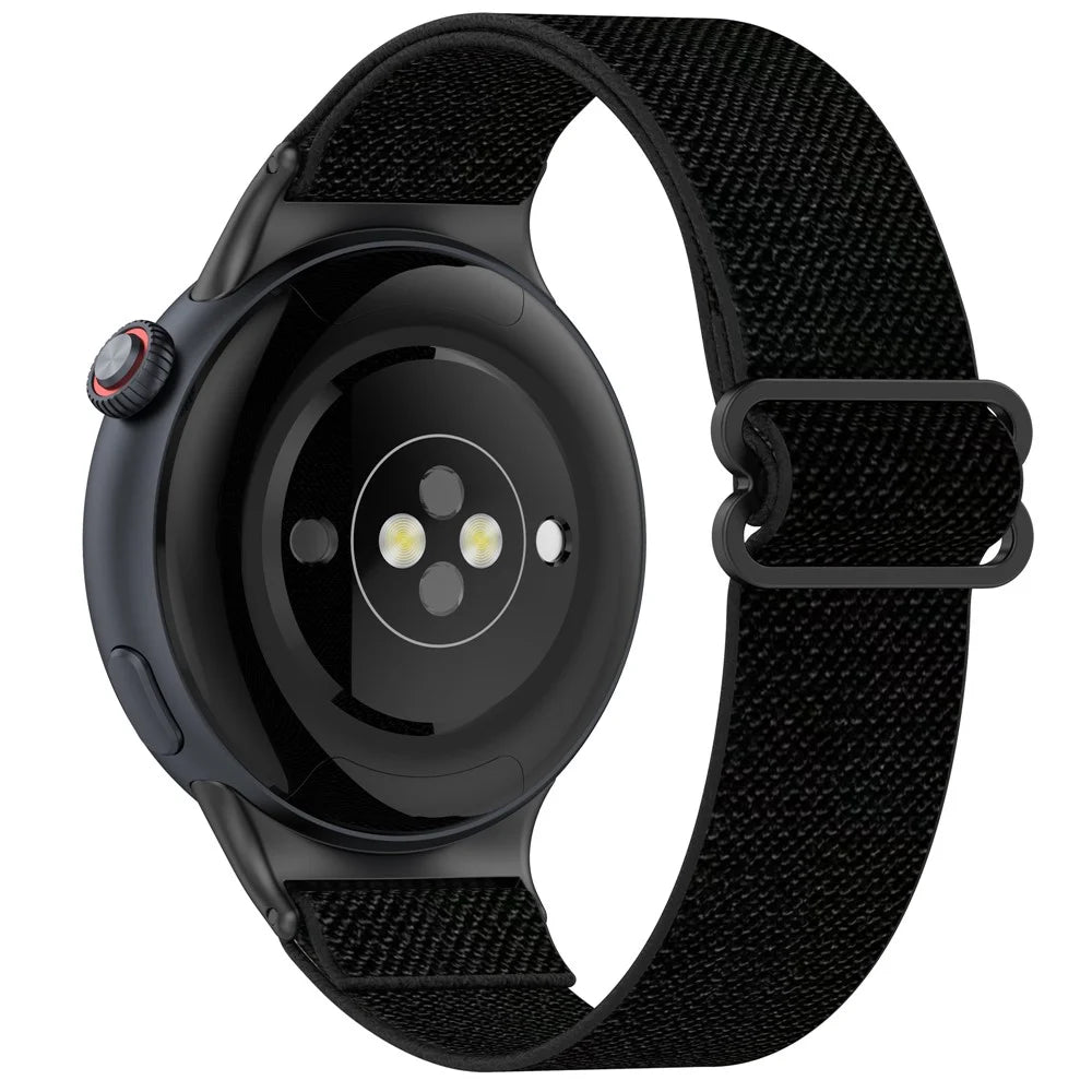 For vivo Watch 5 Nylon Braided Watch Band Elastic Wrist Strap with Slide Clasp - Black - 1