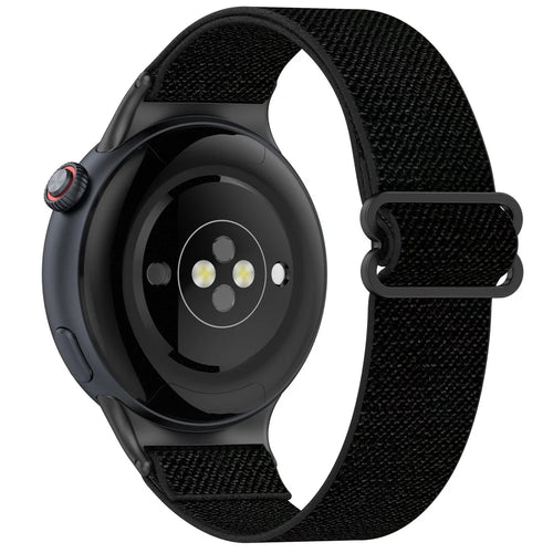 For vivo Watch 5 Nylon Braided Watch Band Elastic Wrist Strap with Slide Clasp - Black - 1