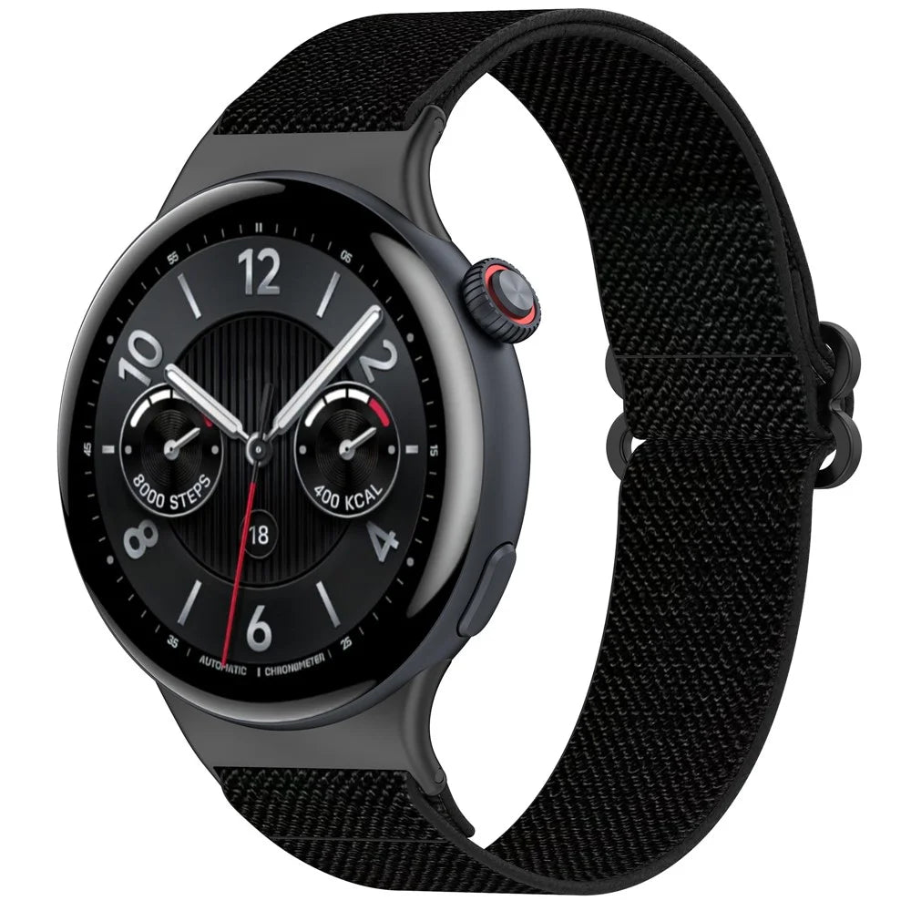 For vivo Watch 5 Nylon Braided Watch Band Elastic Wrist Strap with Slide Clasp - Black - 3