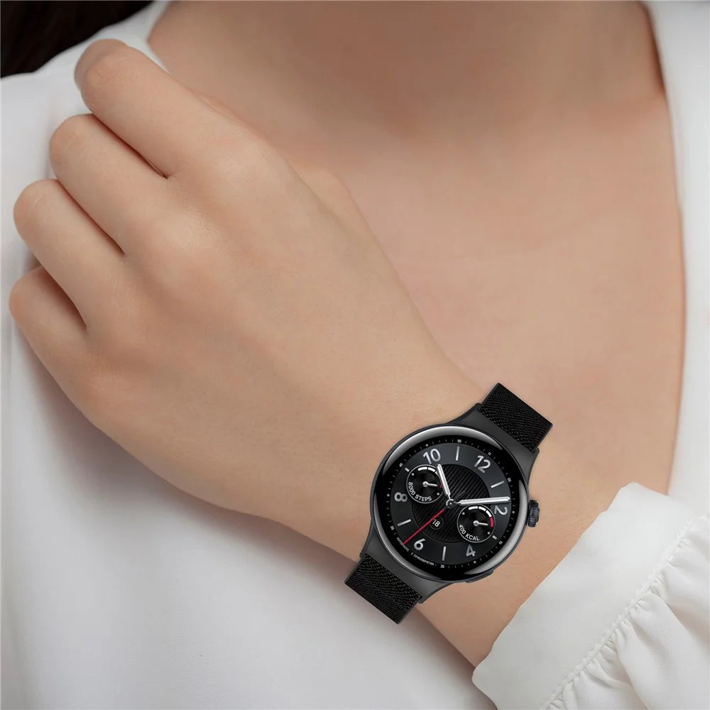 For vivo Watch 5 Nylon Braided Watch Band Elastic Wrist Strap with Slide Clasp - Black - 5