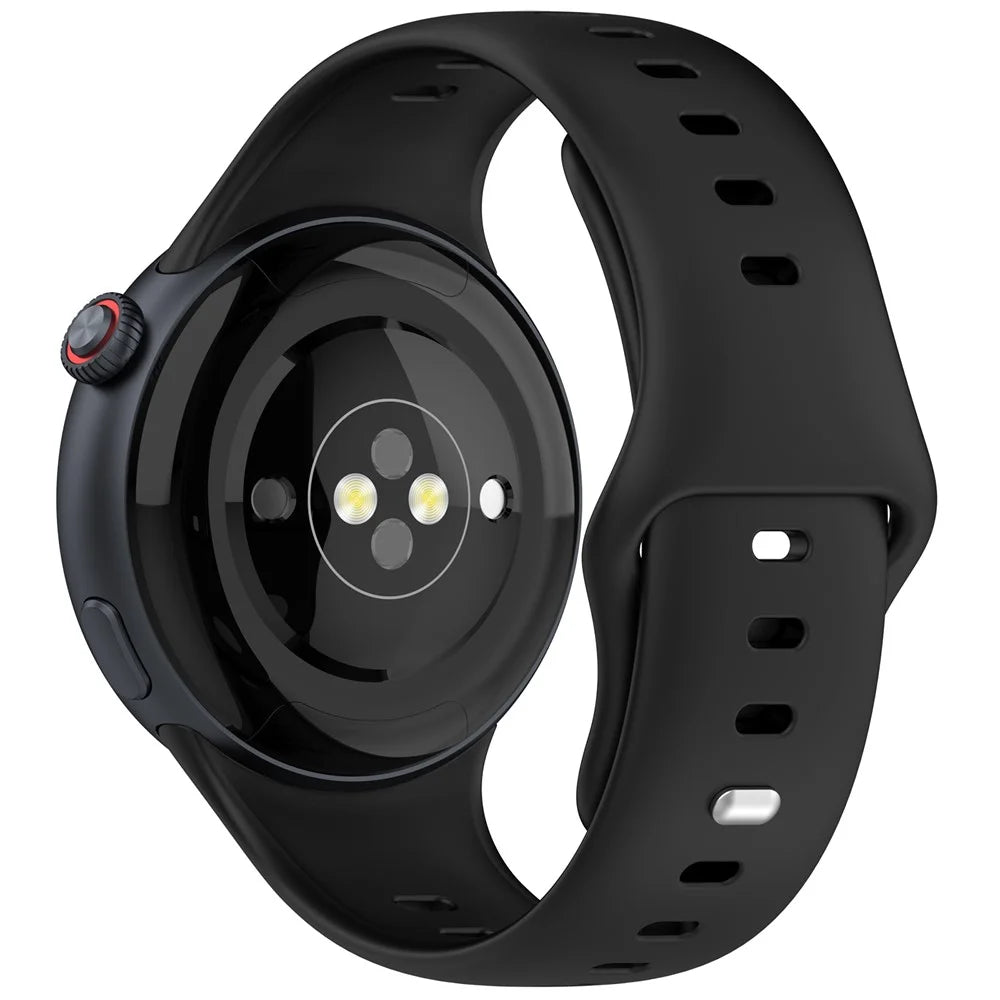For vivo Watch 5 Sports Silicone Watch Band Solid Color Replacement Wrist Strap - Black - 1
