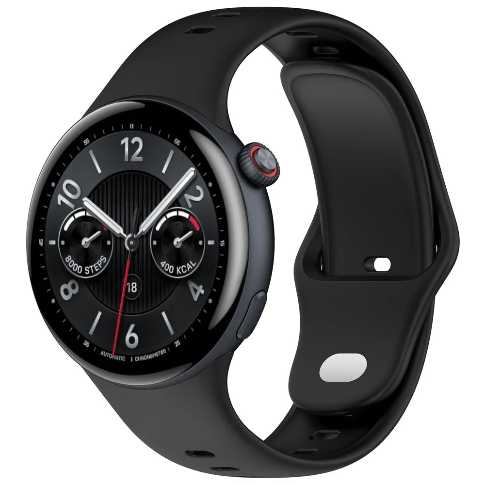 For vivo Watch 5 Sports Silicone Watch Band Solid Color Replacement Wrist Strap - Black - 4