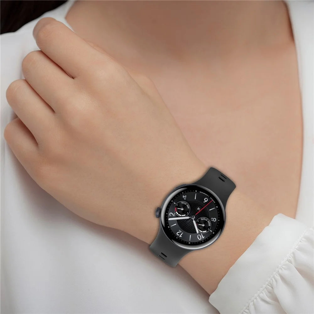 For vivo Watch 5 Sports Silicone Watch Band Solid Color Replacement Wrist Strap - Black - 5