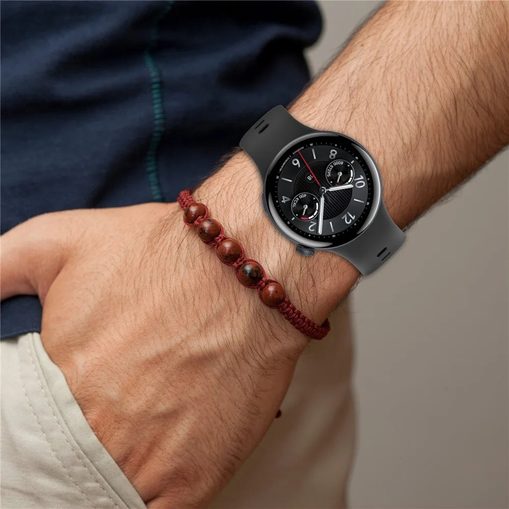 For vivo Watch 5 Sports Silicone Watch Band Solid Color Replacement Wrist Strap - Black - 6