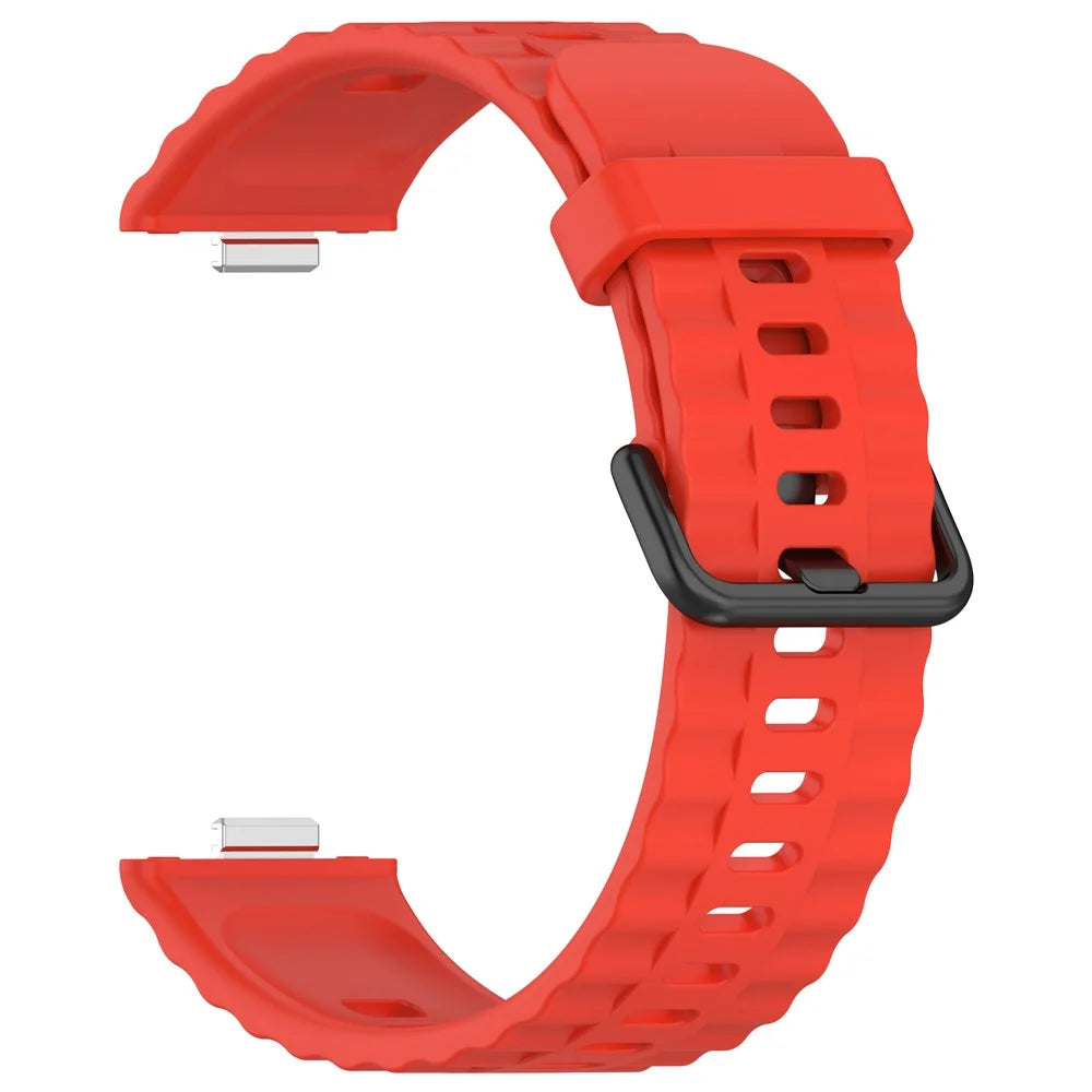 Silicone Watch Strap for Huawei Watch Fit 4 / Fit 4 Pro / Fit 3 Black Buckle Wrist Band - Red - 2