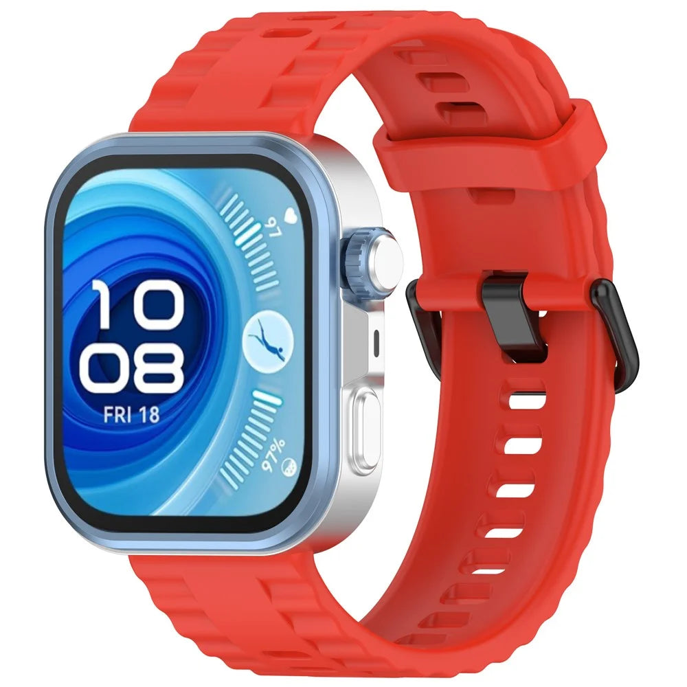 Silicone Watch Strap for Huawei Watch Fit 4 / Fit 4 Pro / Fit 3 Black Buckle Wrist Band - Red - 4