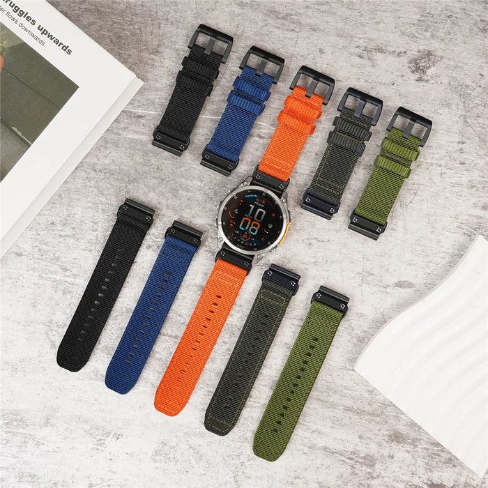 For Garmin Fenix 8 43mm / Fenix 7S Pro 42mm Watch Band 20mm Adjustable Nylon Strap - Black - 4