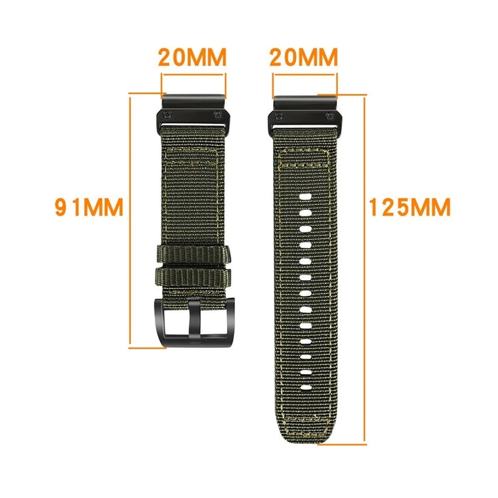 For Garmin Fenix 8 43mm / Fenix 7S Pro 42mm Watch Band 20mm Adjustable Nylon Strap - Black - 5