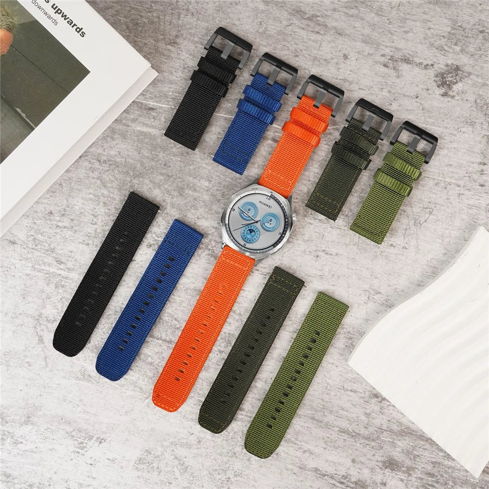 20mm Watch Band for Samsung Galaxy Watch7 40mm / 44mm / Garmin Forerunner 165 Nylon Woven Strap - Black - 4