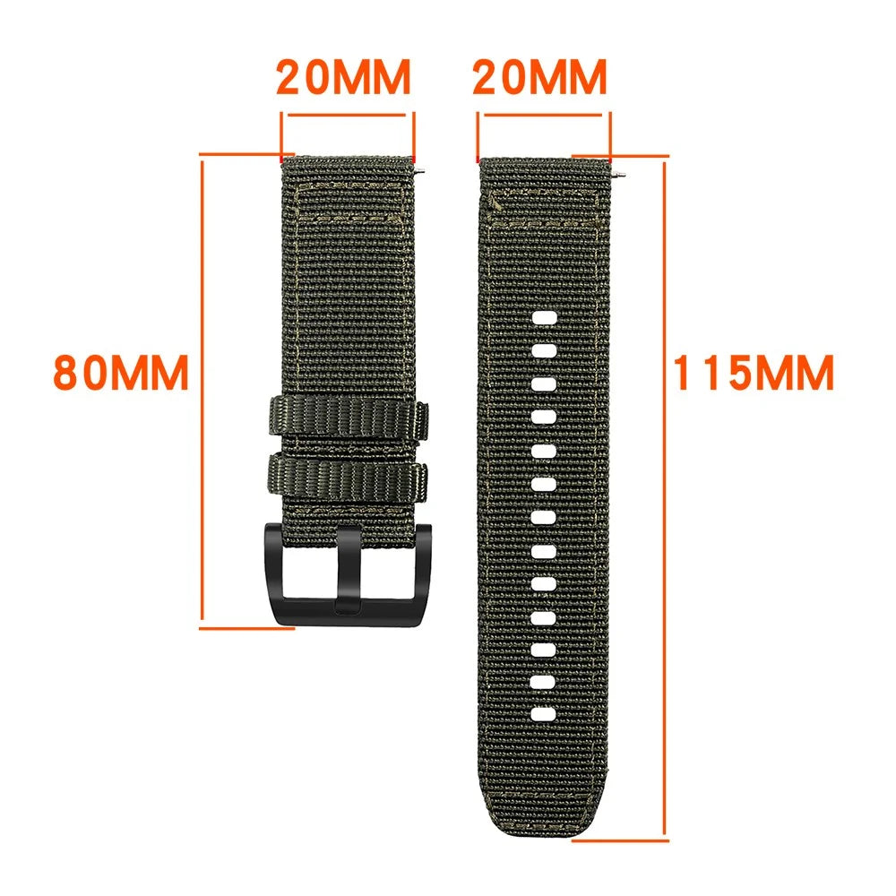 20mm Watch Band for Samsung Galaxy Watch7 40mm / 44mm / Garmin Forerunner 165 Nylon Woven Strap - Black - 5