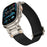 Wrist Band for Apple Watch Ultra 3 2 1 49mm / Series 11 10 46mm / 9 8 7 45mm / SE3 SE2 SE 6 5 4 44mm / 3 2 1 42mm Titanium Color Metal Connector Nylon Watch Strap - Black - 6