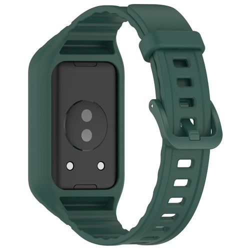 For Honor Band 10 / 9 Integrated Silicone Strap with Watch Case Pin Buckle Design Watch Band - Midnight Green - 1