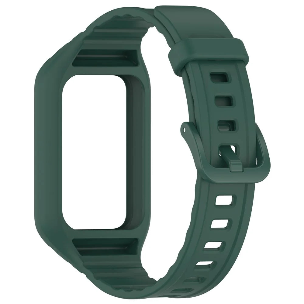 For Honor Band 10 / 9 Integrated Silicone Strap with Watch Case Pin Buckle Design Watch Band - Midnight Green - 3