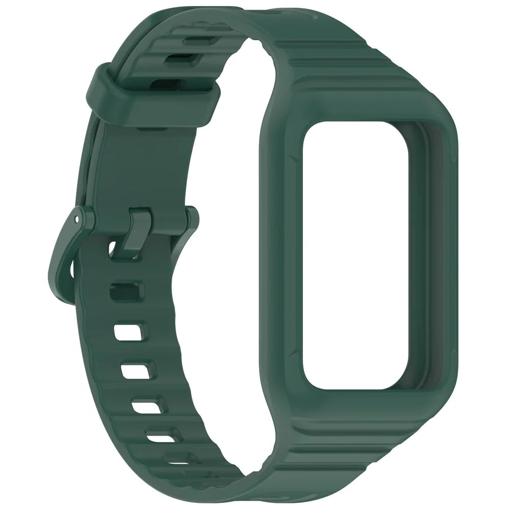For Honor Band 10 / 9 Integrated Silicone Strap with Watch Case Pin Buckle Design Watch Band - Midnight Green - 4