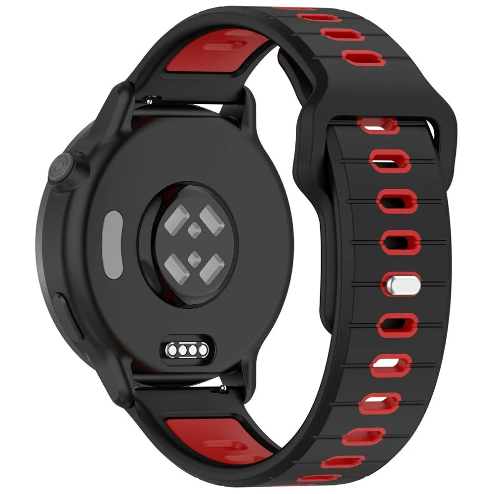 Silicone Strap for Garmin Vivoactive 6 / Approach S50 / vivoactive 5 Dual Color Watch Band (20mm) - Black / Red - 1