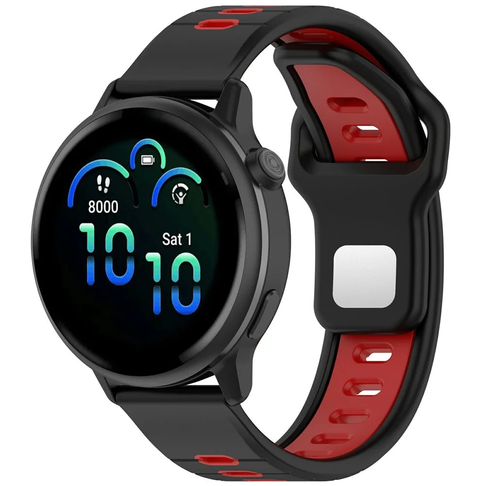 Silicone Strap for Garmin Vivoactive 6 / Approach S50 / vivoactive 5 Dual Color Watch Band (20mm) - Black / Red - 2