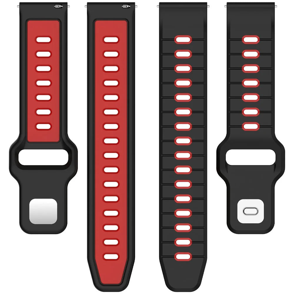 Silicone Strap for Garmin Vivoactive 6 / Approach S50 / vivoactive 5 Dual Color Watch Band (20mm) - Black / Red - 5