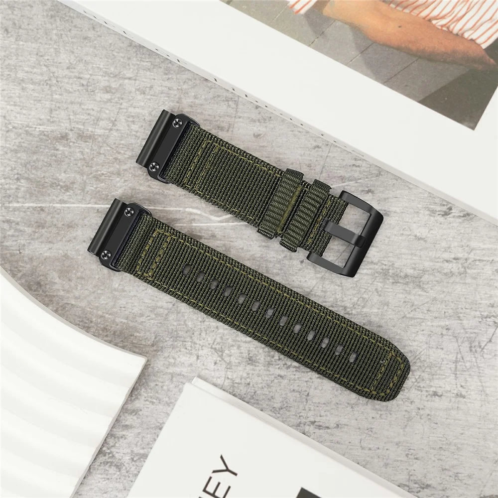 20mm Quick Release Strap for Garmin Fenix 8 43mm / Descent MK3 / MK3i / Fenix 7S / 7S Pro 42mm Nylon Braided Watch Band - Army Green - 1