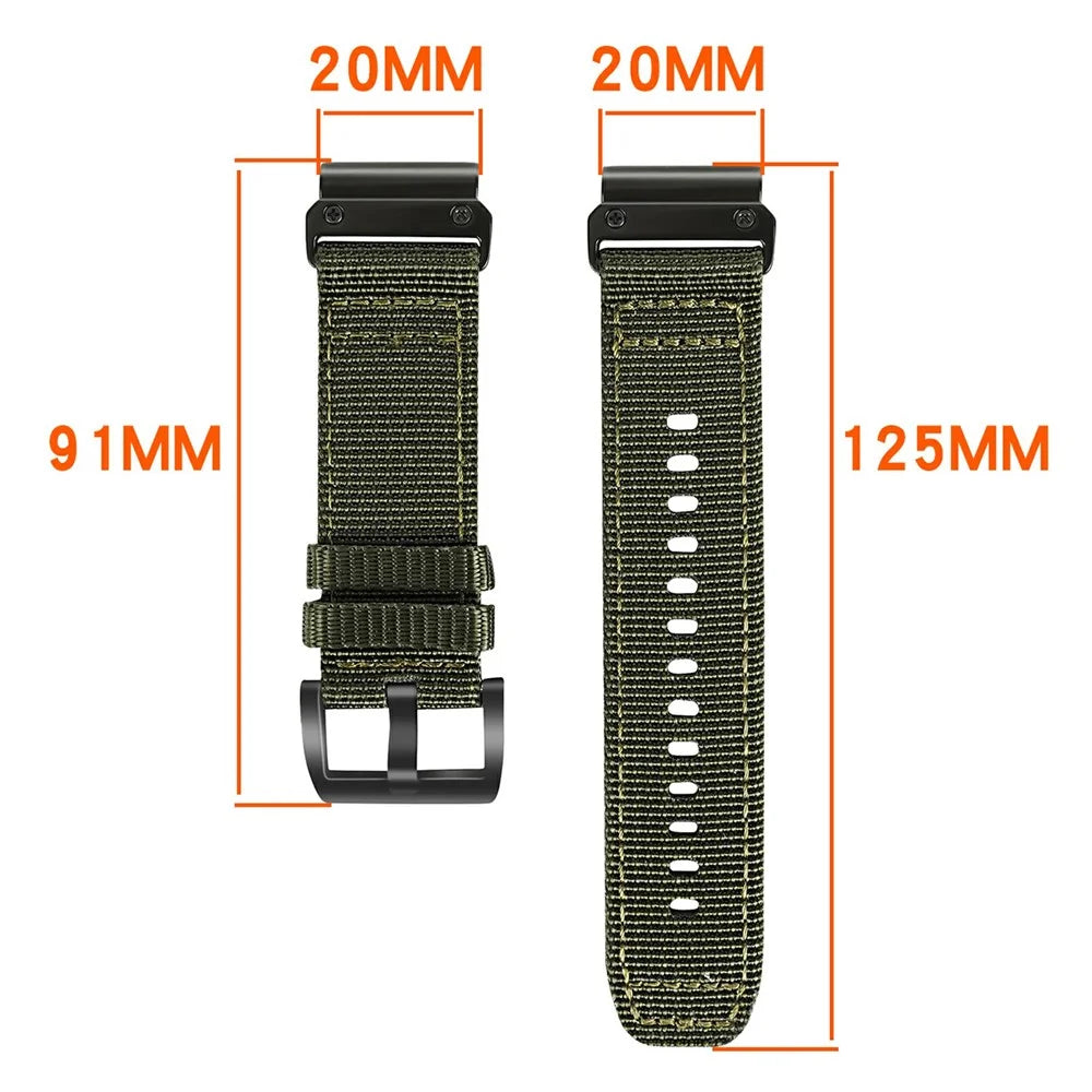 20mm Quick Release Strap for Garmin Fenix 8 43mm / Descent MK3 / MK3i / Fenix 7S / 7S Pro 42mm Nylon Braided Watch Band - Army Green - 4