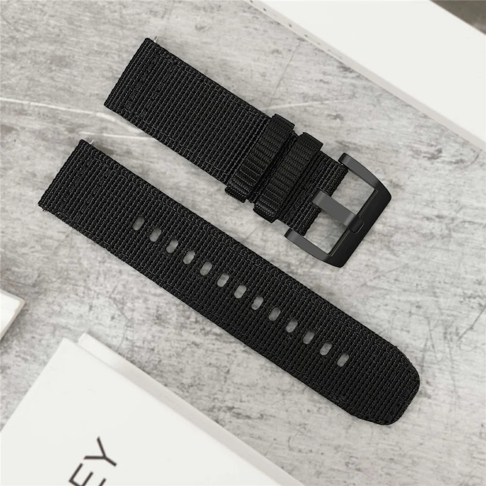 20mm Replacement Strap for Samsung Galaxy Watch7 44mm / 40mm / FE 40mm / Watch6 40mm / 44mm Nylon Braided Watch Band - Black - 1